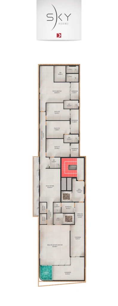 Apartamento tipo · 246,69 m² · ambientes identificados